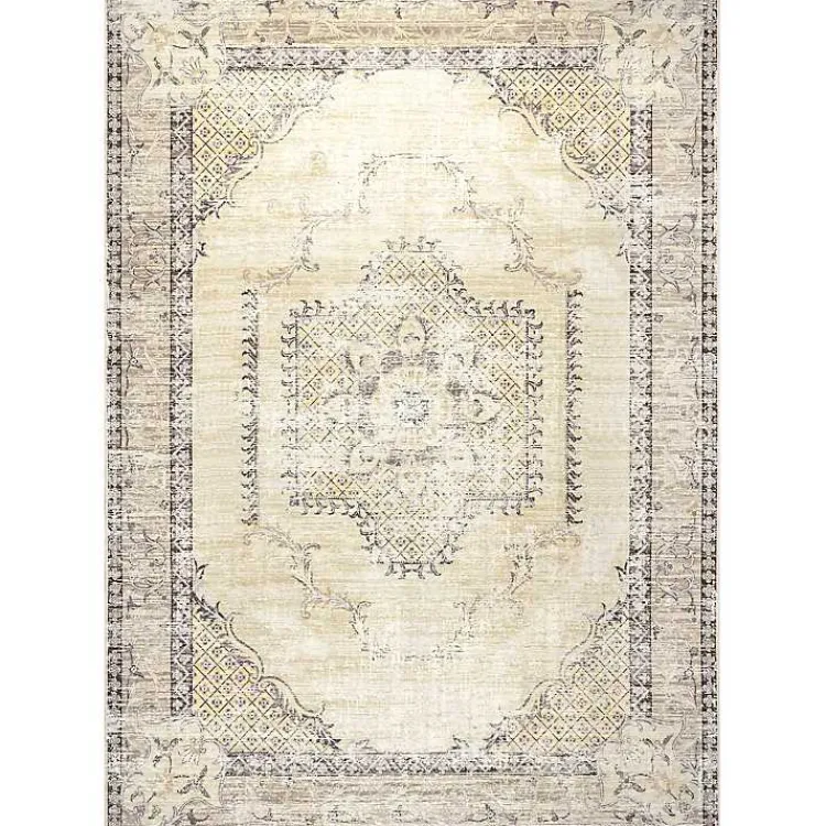 Kirklands Home Gray Faded Medallion Washable Area Rug, 5x8 Best