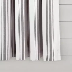 Kirklands Home Gray Farmhouse Stripe Curtain Panels, Set of 2 New