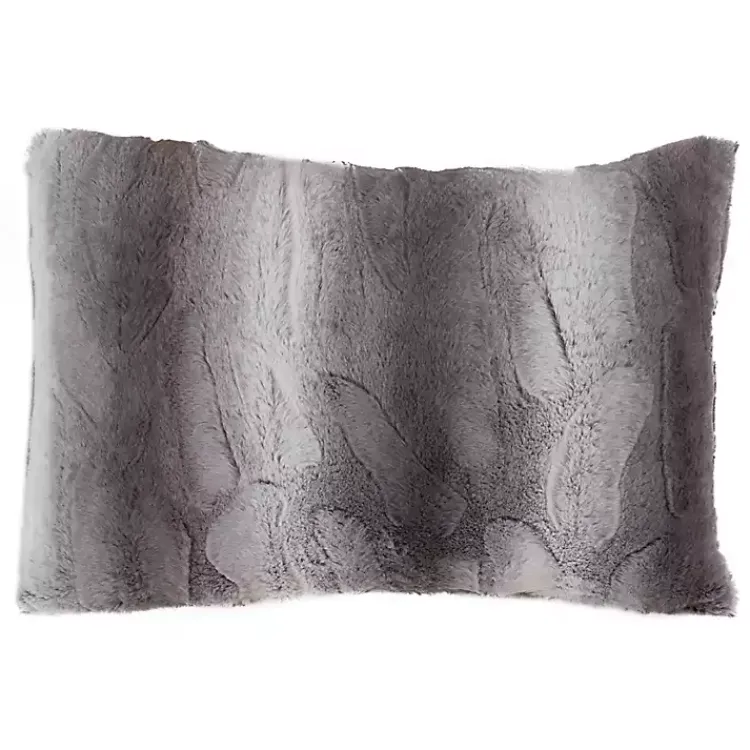 Pillows>Kirklands Home Faux Fur Decorative Lumbar Throw Pillow Gray