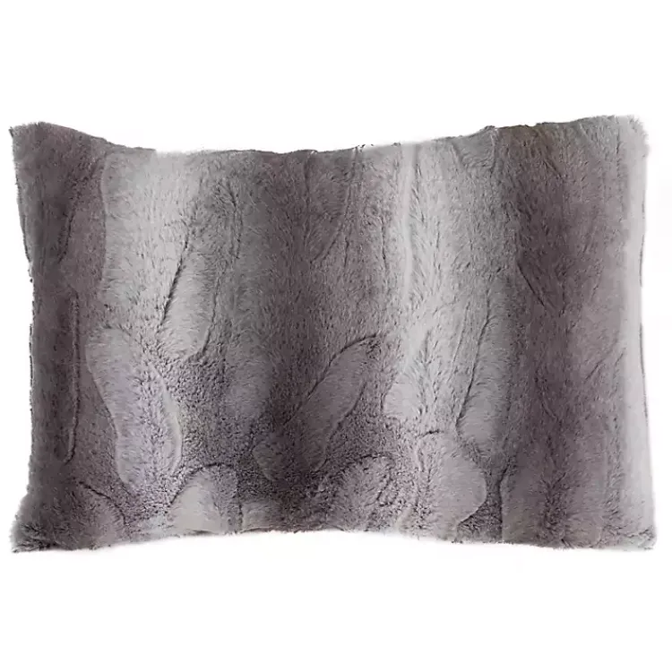 Pillows>Kirklands Home Faux Fur Decorative Lumbar Throw Pillow Gray