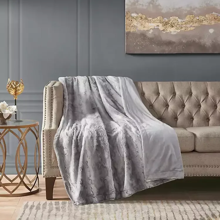 Blankets & Throws>Kirklands Home Faux Fur Oversized Throw Blanket Gray