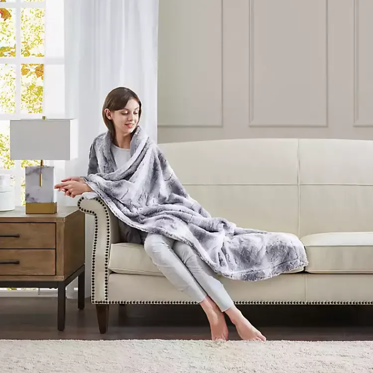 Blankets & Throws>Kirklands Home Faux Fur Oversized Throw Blanket Gray