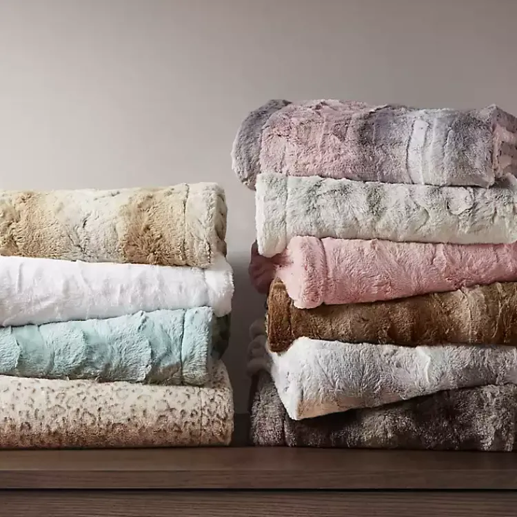 Blankets & Throws>Kirklands Home Faux Fur Oversized Throw Blanket Gray