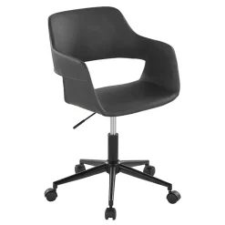 Kirklands Home Faux Leather & Black Marshall Office Chair Gray New