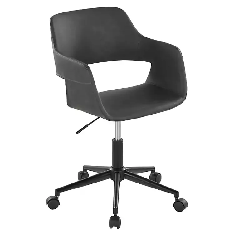 Kirklands Home Faux Leather & Black Marshall Office Chair Gray New