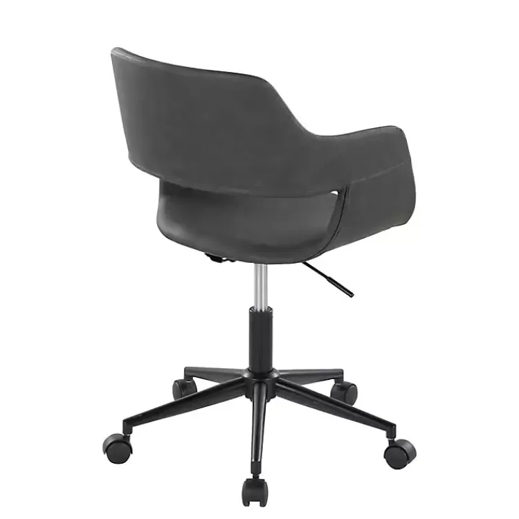 Kirklands Home Faux Leather & Black Marshall Office Chair Gray New
