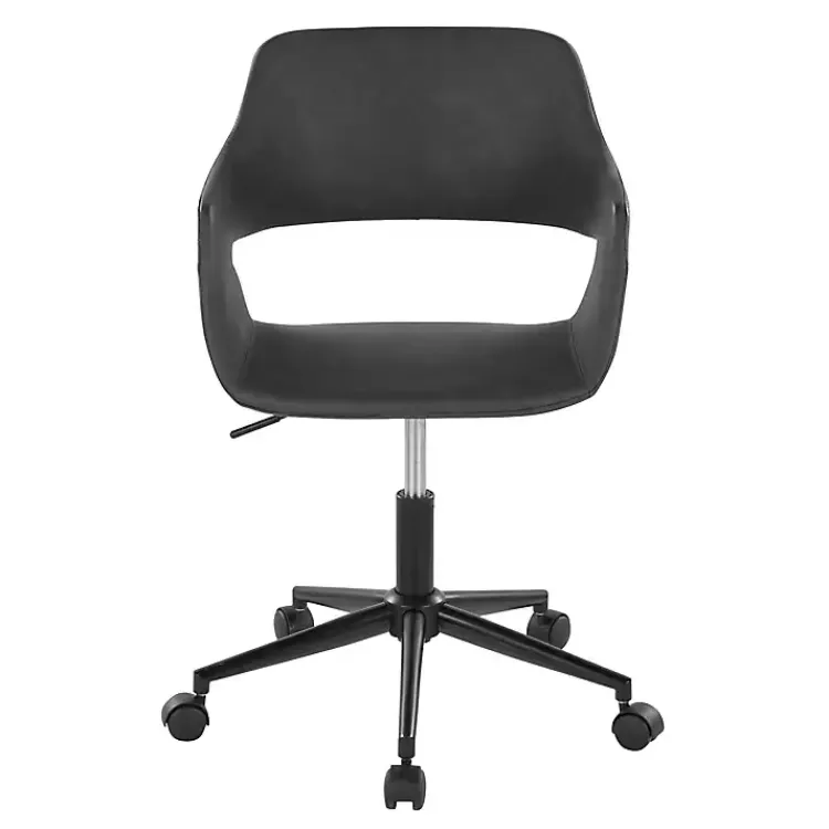 Kirklands Home Faux Leather & Black Marshall Office Chair Gray New