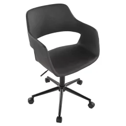 Kirklands Home Faux Leather & Black Marshall Office Chair Gray New
