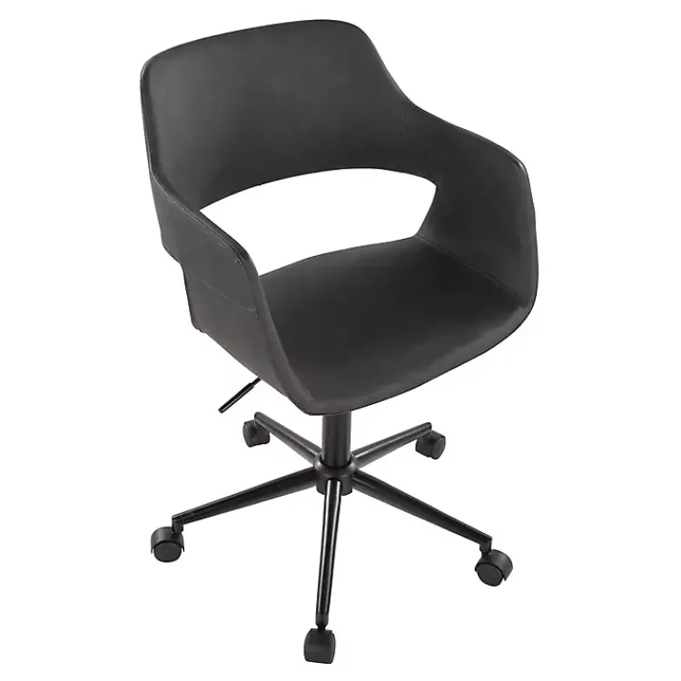 Kirklands Home Faux Leather & Black Marshall Office Chair Gray New
