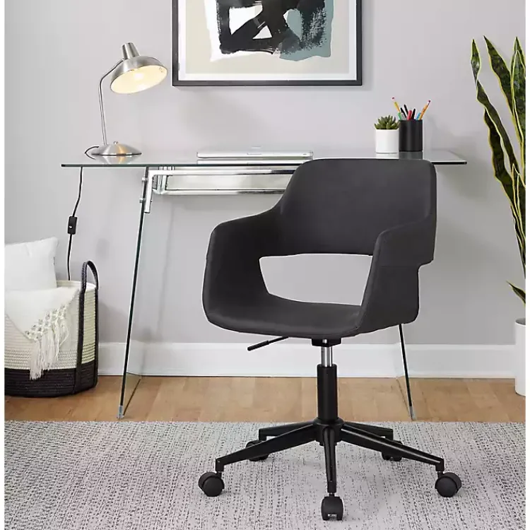 Kirklands Home Faux Leather & Black Marshall Office Chair Gray New