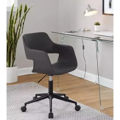 Kirklands Home Faux Leather & Black Marshall Office Chair Gray New