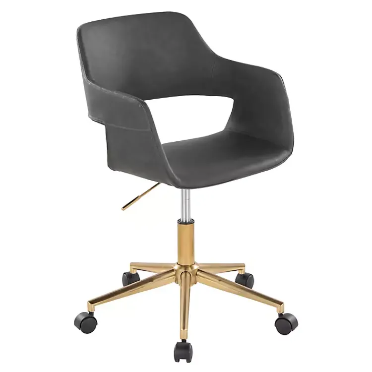 Kirklands Home Faux Leather & Gold Marshall Office Chair Gray Best