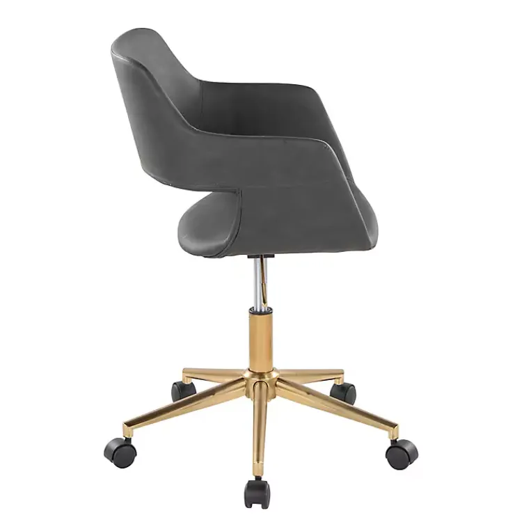 Kirklands Home Faux Leather & Gold Marshall Office Chair Gray Best