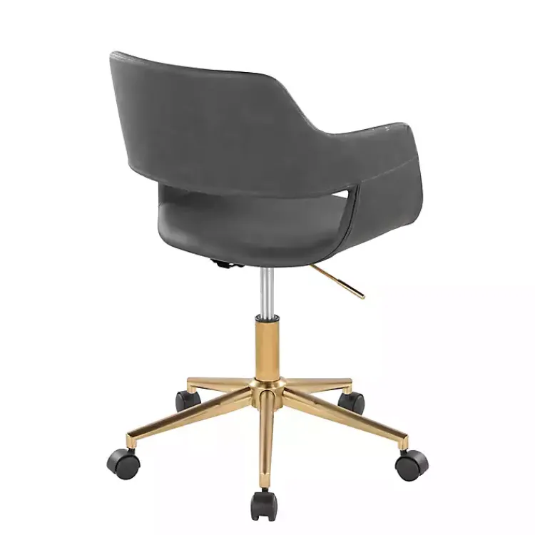 Kirklands Home Faux Leather & Gold Marshall Office Chair Gray Best