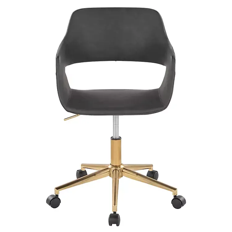 Kirklands Home Faux Leather & Gold Marshall Office Chair Gray Best