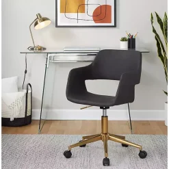 Kirklands Home Faux Leather & Gold Marshall Office Chair Gray Best