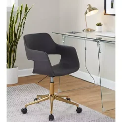 Kirklands Home Faux Leather & Gold Marshall Office Chair Gray Best