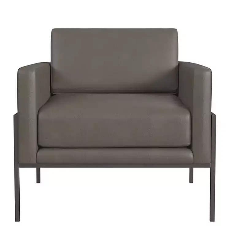 Kirklands Home Faux Leather Black Metal Accent Chair Gray Sale