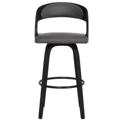 Kirklands Home Faux Leather Black Wood Sally Counter Stool Gray Clearance