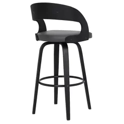 Kirklands Home Faux Leather Black Wood Sally Counter Stool Gray Clearance