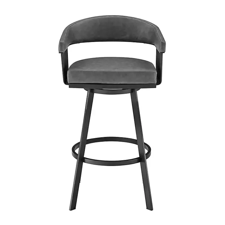 Kirklands Home Faux Leather Chelsea Swivel Bar Stool Gray New