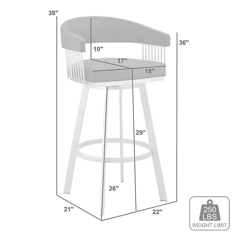 Kirklands Home Faux Leather Chelsea Swivel Bar Stool Gray New