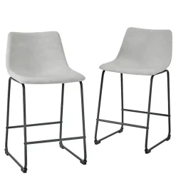 Kirklands Home Faux Leather Counter Stools, Set of 2 Gray Outlet