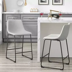 Kirklands Home Faux Leather Counter Stools, Set of 2 Gray Outlet