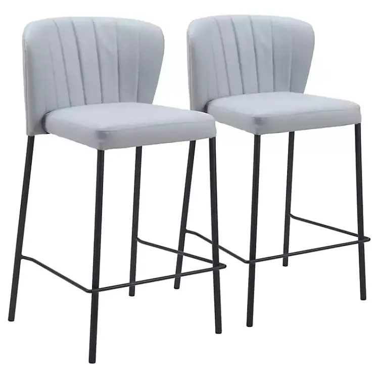 Kirklands Home Faux Leather Liddy Counter Stools, Set of 2 Gray Outlet