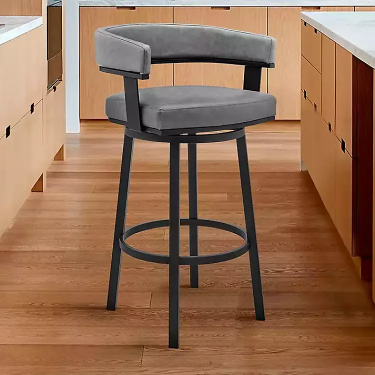 Kirklands Home Faux Leather Lorin Swivel Counter Stool Gray Best