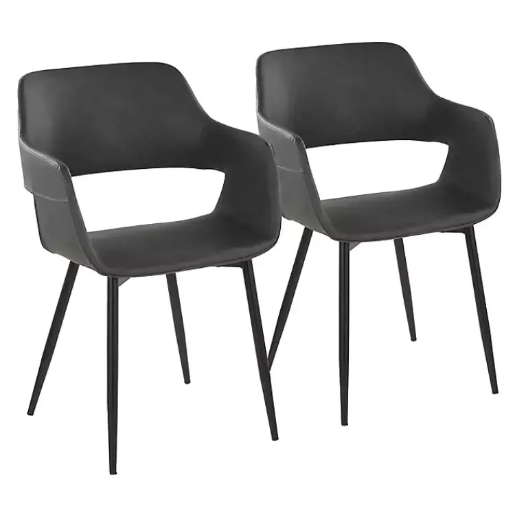 Kirklands Home Faux Leather Marge Dining Chairs, Set of 2 Gray Discount