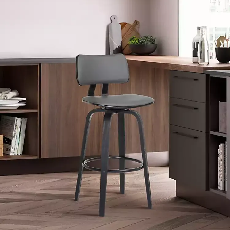 Kirklands Home Faux Leather Pico Swivel Counter Stool Gray Discount