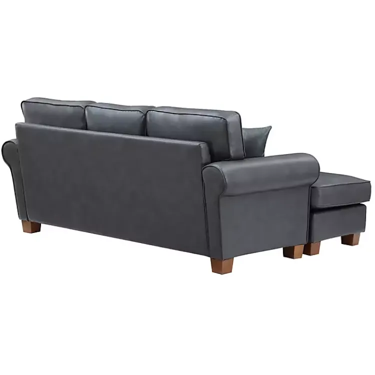 Kirklands Home Faux Leather Rolled Arm Sectional Gray Sale