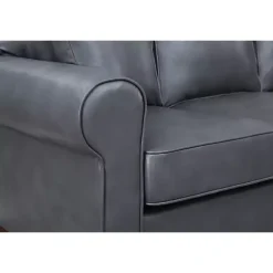 Kirklands Home Faux Leather Rolled Arm Sectional Gray Sale
