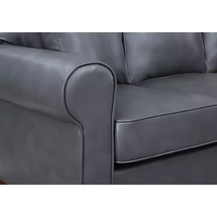 Kirklands Home Faux Leather Rolled Arm Sectional Gray Sale