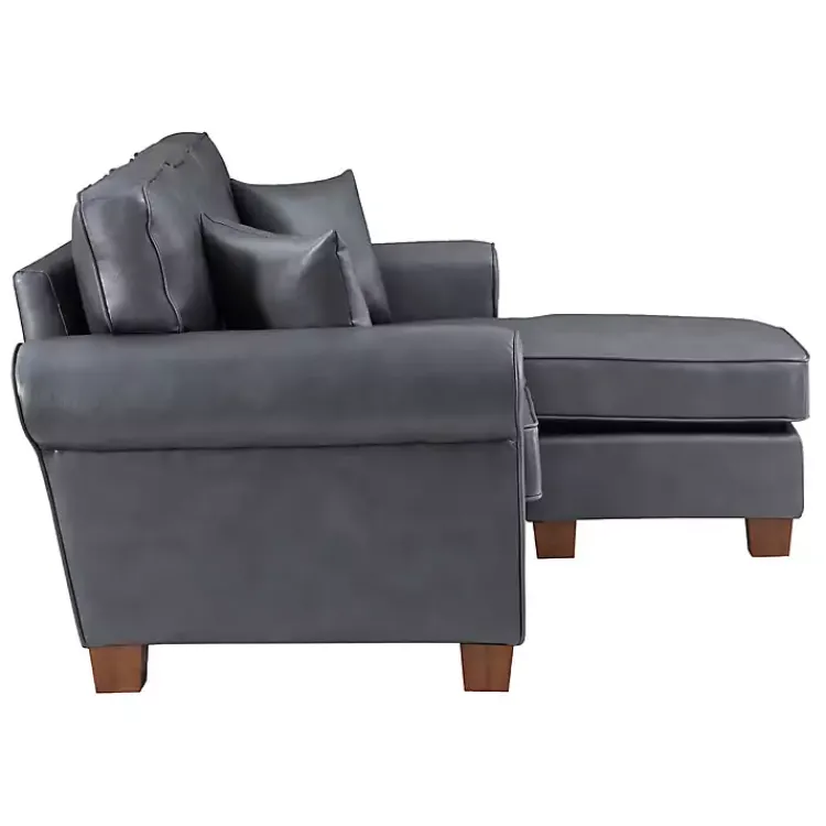 Kirklands Home Faux Leather Rolled Arm Sectional Gray Sale
