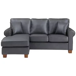 Kirklands Home Faux Leather Rolled Arm Sectional Gray Sale