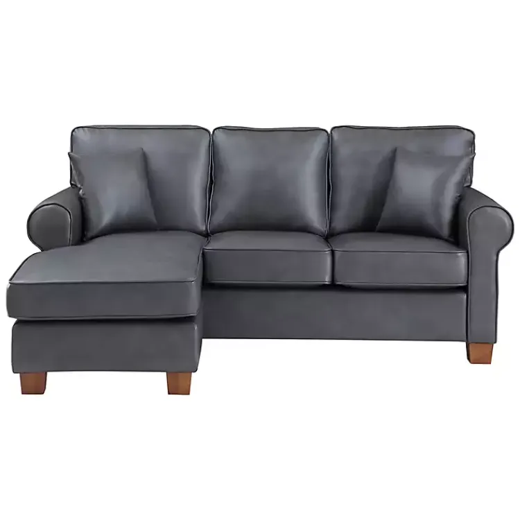 Kirklands Home Faux Leather Rolled Arm Sectional Gray Sale