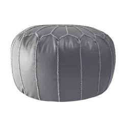 Poufs & Floor Cushions>Kirklands Home Faux Leather Round Pouf Gray