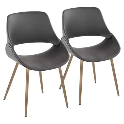 Kirklands Home Faux Leather Scooped Accent Chairs, Set of 2 Gray Hot