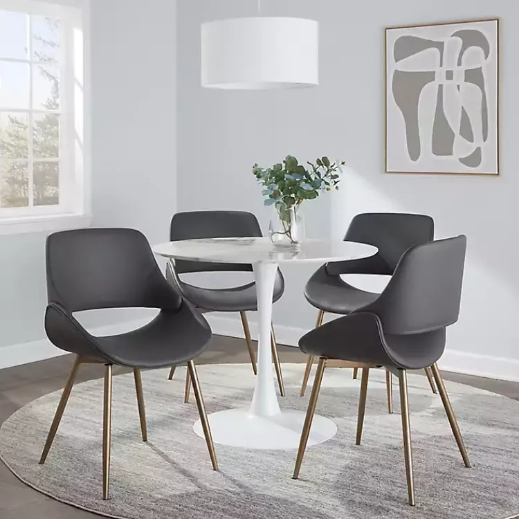 Kirklands Home Faux Leather Scooped Accent Chairs, Set of 2 Gray Hot