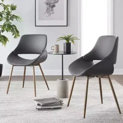 Kirklands Home Faux Leather Scooped Accent Chairs, Set of 2 Gray Hot