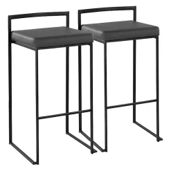 Kirklands Home Faux Leather Stackable Bar Stools, Set of 2 Gray Outlet