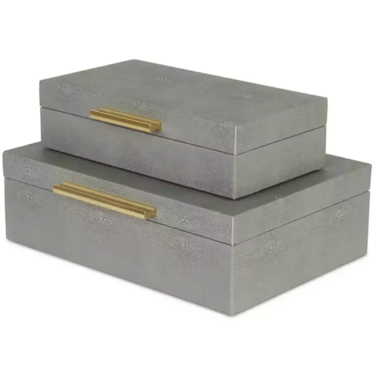 Baskets & Boxes>Kirklands Home Faux Shagreen Decorative Boxes, Set of 2 Gray