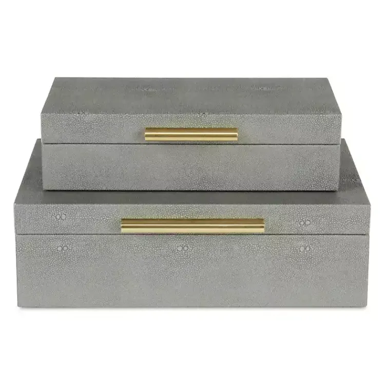 Baskets & Boxes>Kirklands Home Faux Shagreen Decorative Boxes, Set of 2 Gray