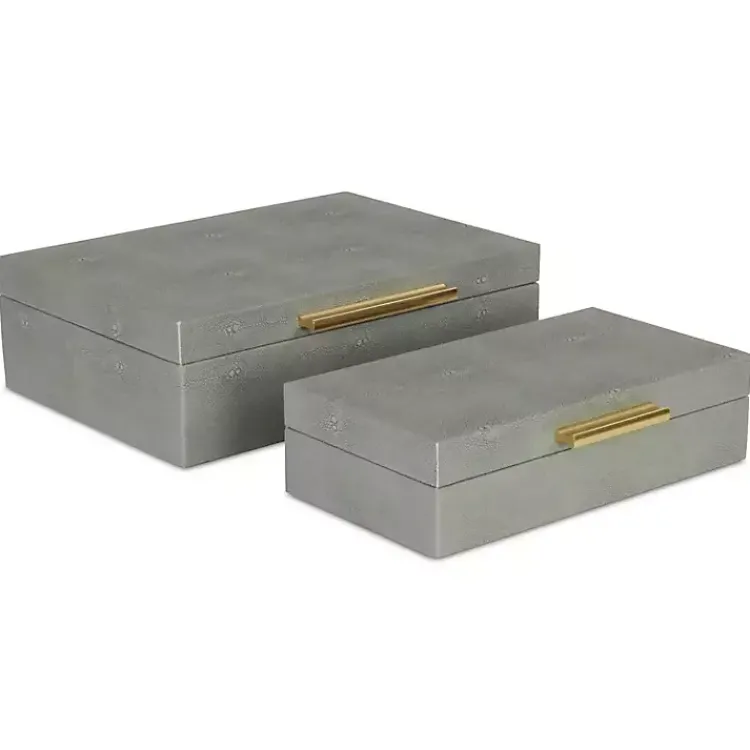 Baskets & Boxes>Kirklands Home Faux Shagreen Decorative Boxes, Set of 2 Gray
