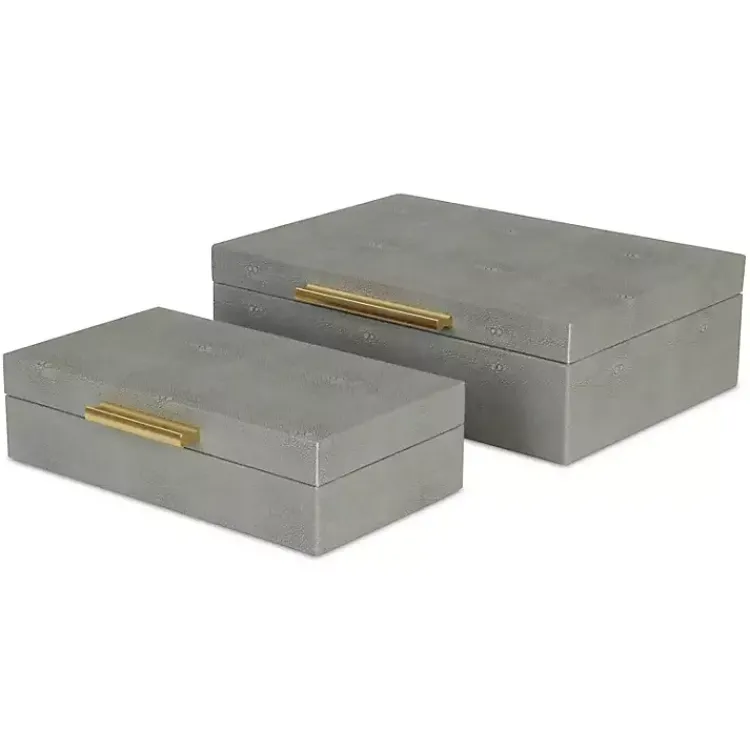 Baskets & Boxes>Kirklands Home Faux Shagreen Decorative Boxes, Set of 2 Gray
