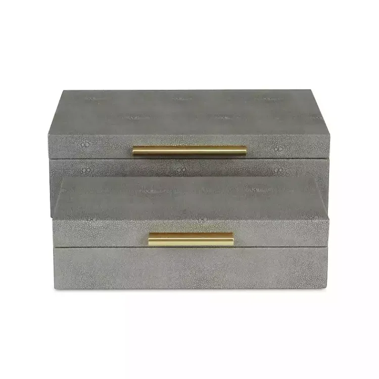Baskets & Boxes>Kirklands Home Faux Shagreen Decorative Boxes, Set of 2 Gray