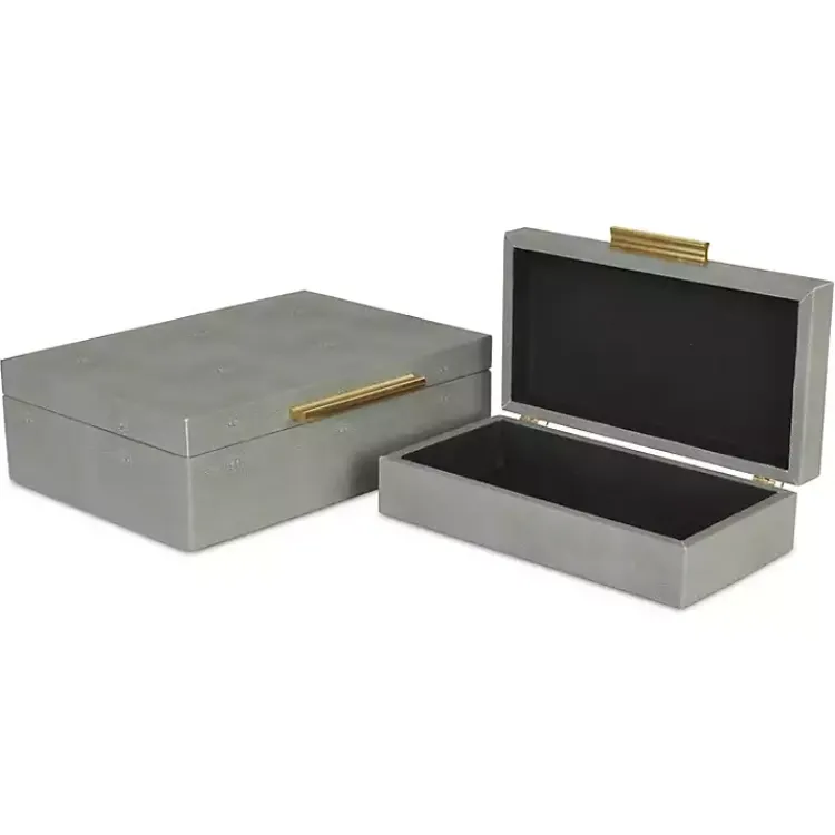 Baskets & Boxes>Kirklands Home Faux Shagreen Decorative Boxes, Set of 2 Gray