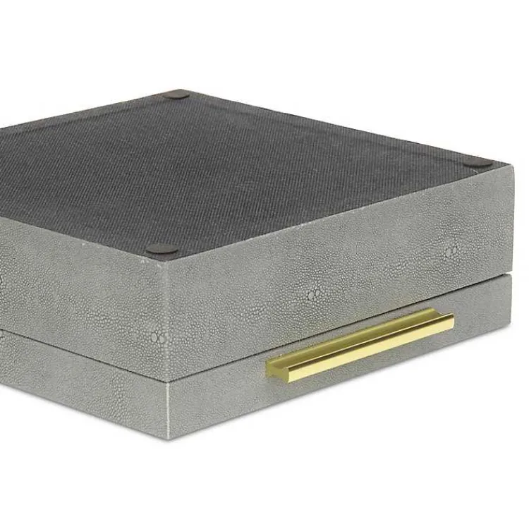 Baskets & Boxes>Kirklands Home Faux Shagreen 2-pc. Square Decorative Boxes Gray